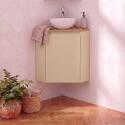 Meuble lave-mains d'angle décor chêne 52x38cm - sans vasque