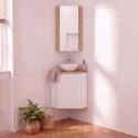 Meuble lave-mains d'angle décor chêne 52x38cm - avec vasque