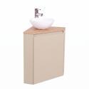 Meuble lave-mains d'angle décor chêne 52x38cm - avec vasque