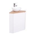 Ensemble lave-mains d'angle décor chêne avec vasque et robinet