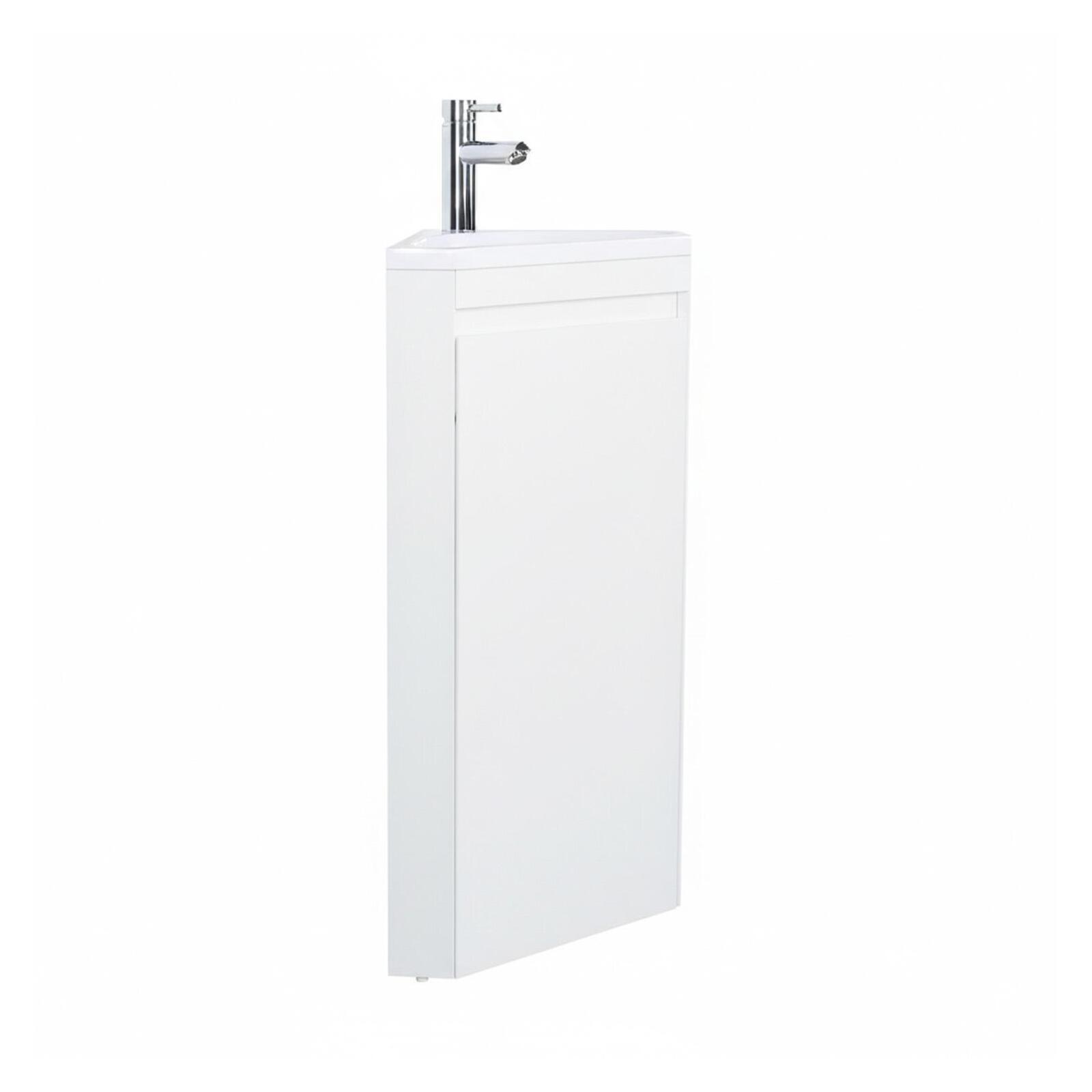 Meuble lave-mains d'angle sur pieds avec vasque en résine
