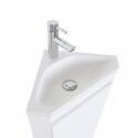 Meuble lave-mains d'angle sur pieds avec vasque en résine