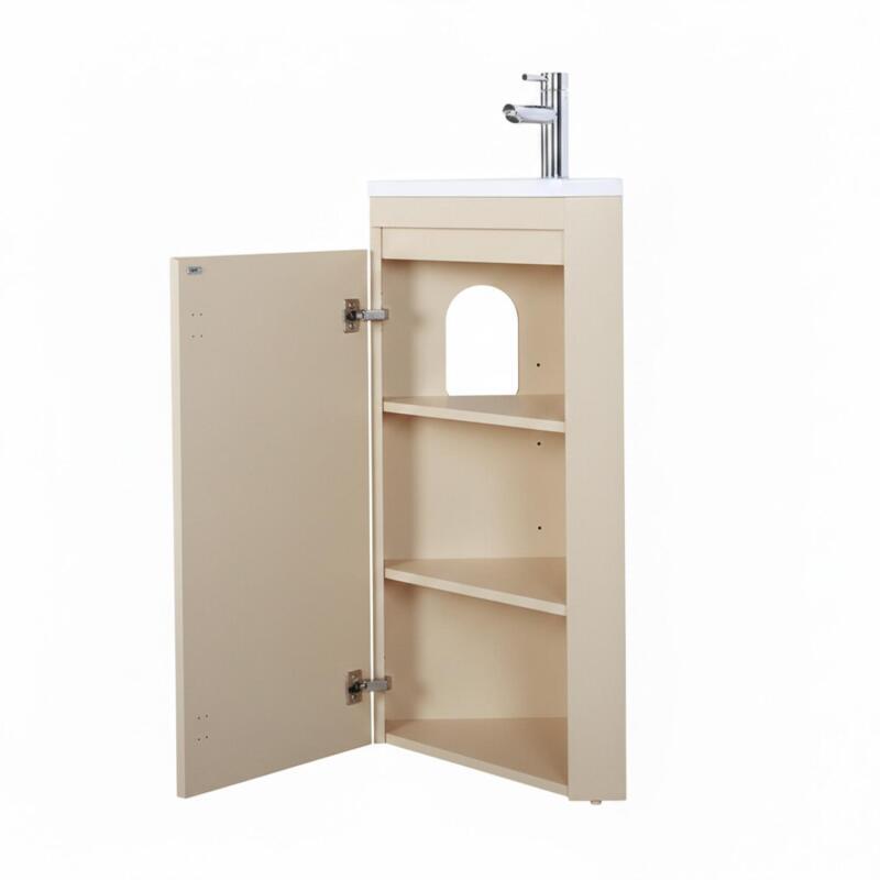 Meuble lave-mains d'angle sur pieds avec vasque en résine