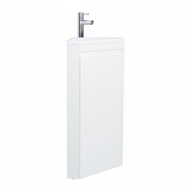 Ensemble lave-mains d'angle sur pieds avec robinet chromé