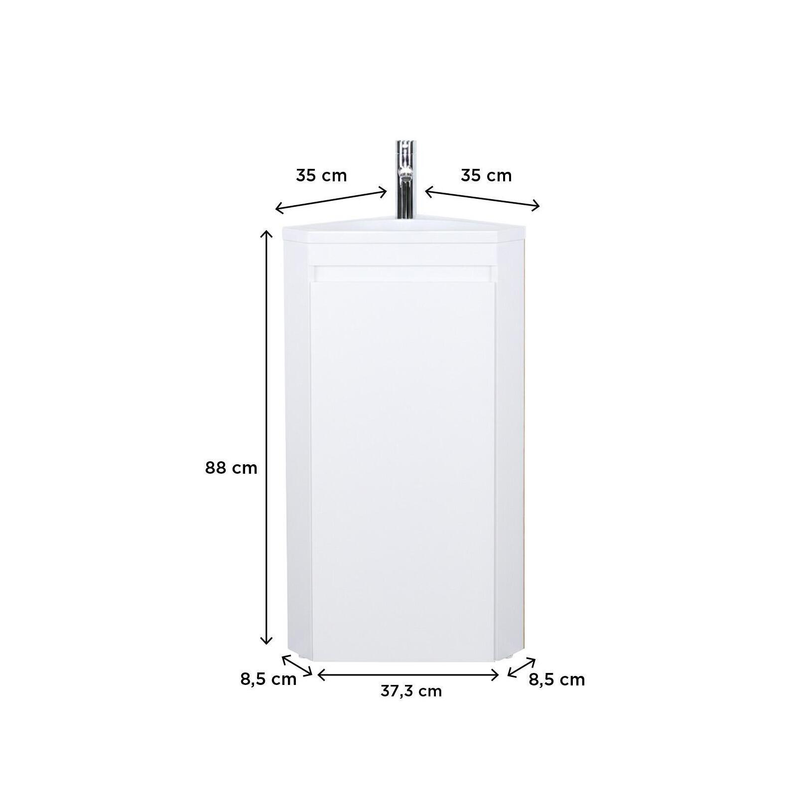 Ensemble lave-mains d'angle sur pieds avec robinet chromé