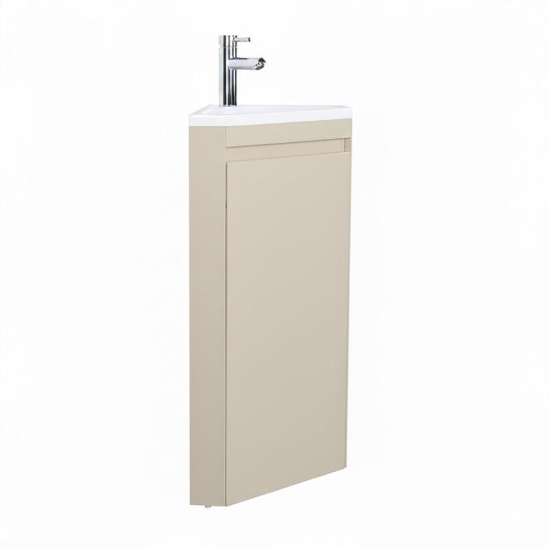 Ensemble lave-mains d'angle sur pieds avec robinet chromé