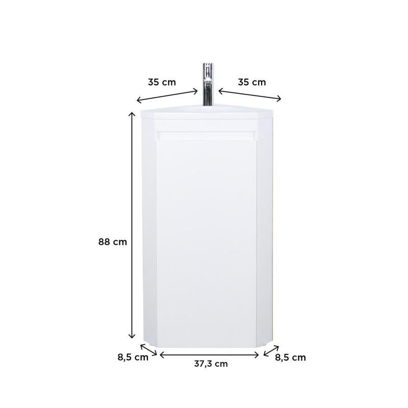 Ensemble lave-mains d'angle sur pieds avec robinet noir