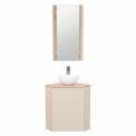 Ensemble lave-mains d'angle avec vasque, robinet et armoire de toilette