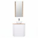 Ensemble lave-mains d'angle avec vasque, robinet et armoire de toilette