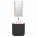 Ensemble lave-mains d'angle avec vasque, robinet et armoire de toilette