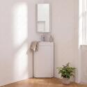 Ensemble lave-mains d'angle sur pieds avec robinet noir et armoire de toilette