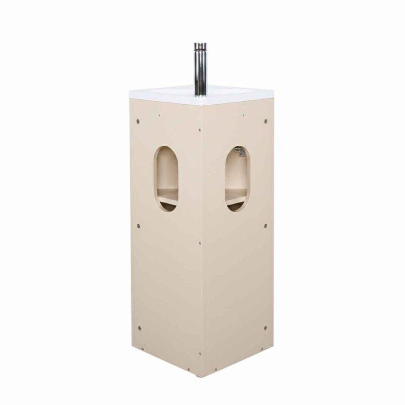 Ensemble lave-mains d'angle sur pieds avec robinet noir et armoire de toilette