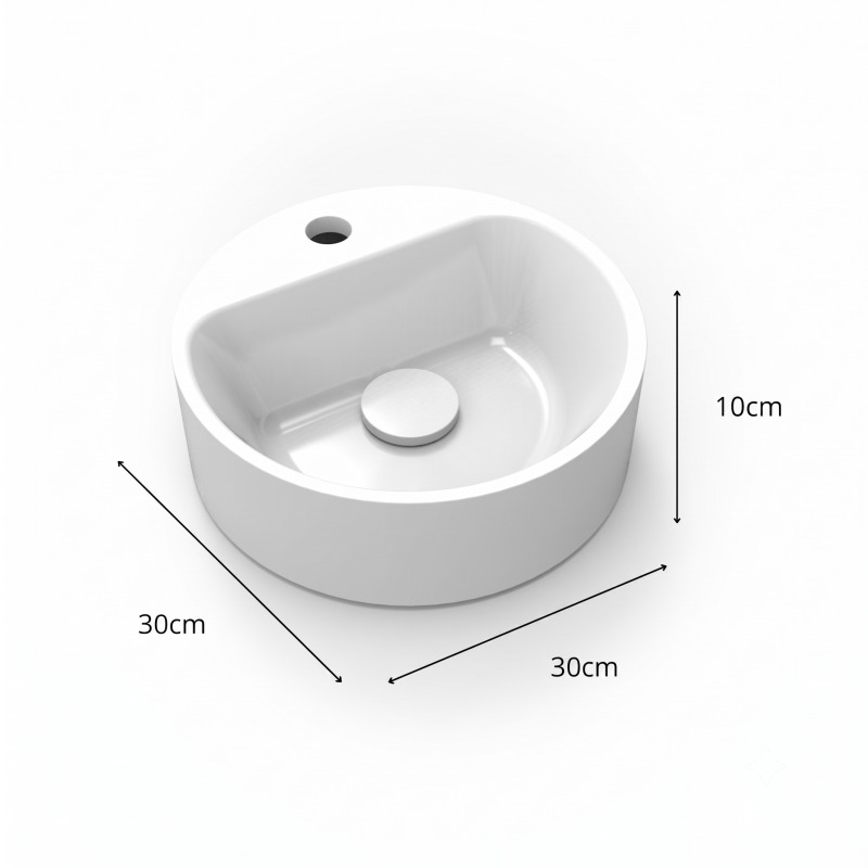 Vasque à suspendre ou à poser  ronde en résine blanche 36cm