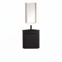 Ensemble lave-mains angle suspendu avec robinet et armoire d'angle décor chêne