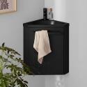 Ensemble lave-mains angle suspendu avec robinet et armoire d'angle décor chêne