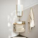 Meuble sous vasque d'angle suspendu 52cm - avec plan vasque décor chêne