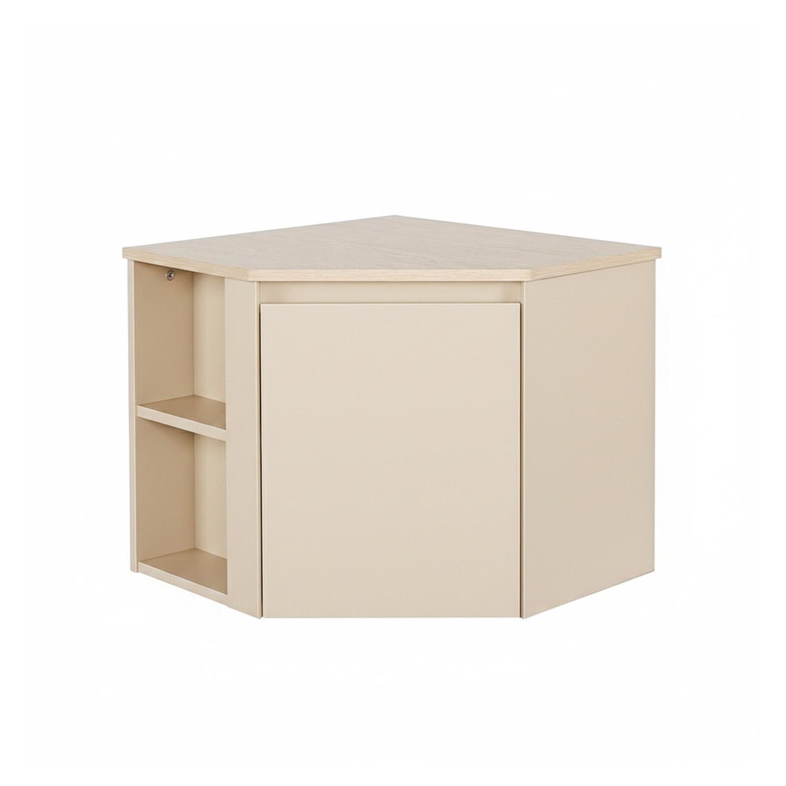Meuble sous vasque d'angle suspendu 52cm - avec plan vasque décor chêne