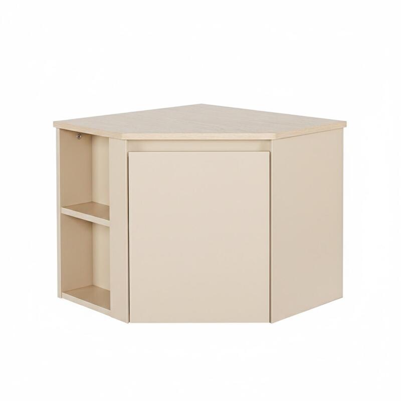 Meuble sous vasque d'angle suspendu 52cm - avec plan vasque décor chêne