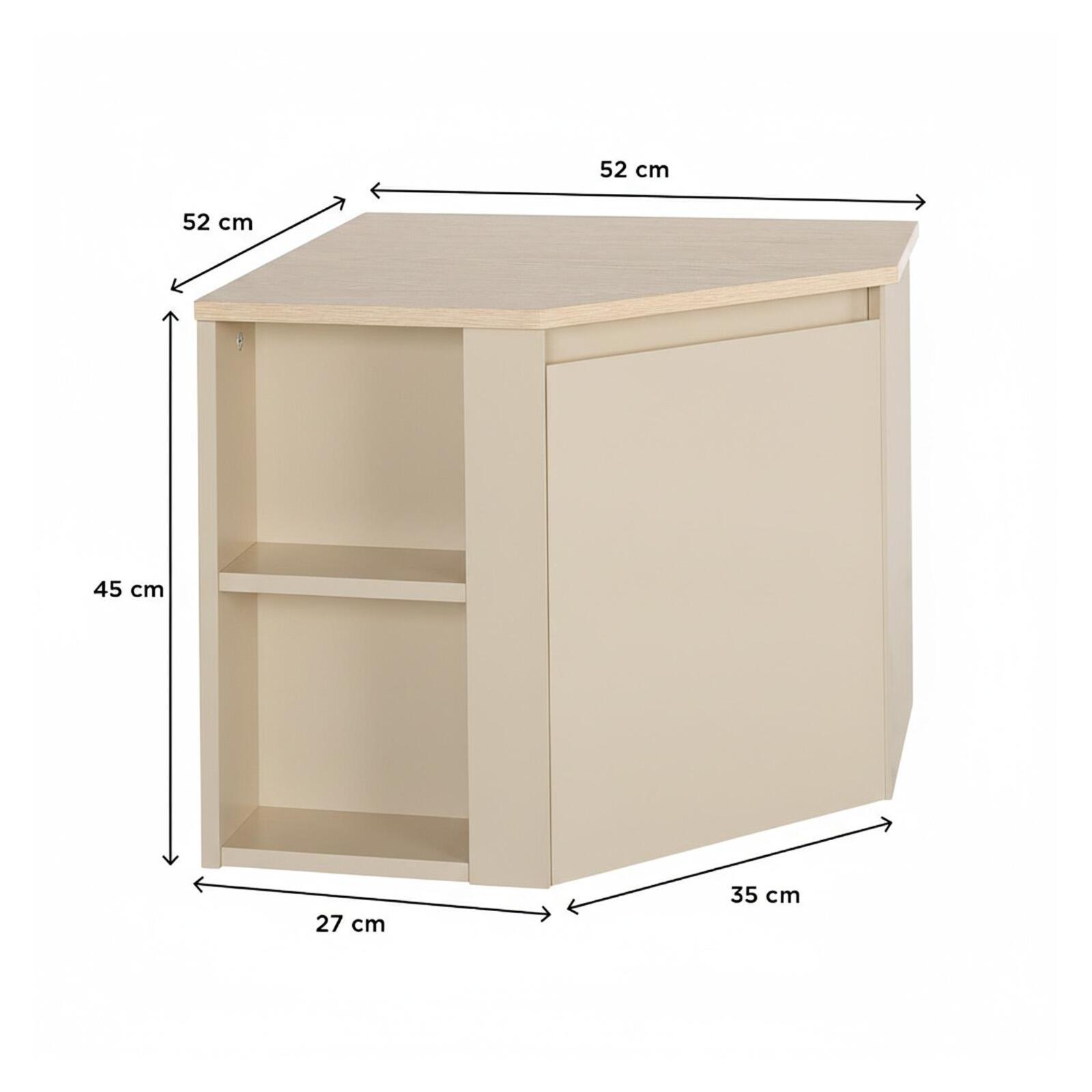 Meuble sous vasque d'angle suspendu 52cm - avec plan vasque décor chêne