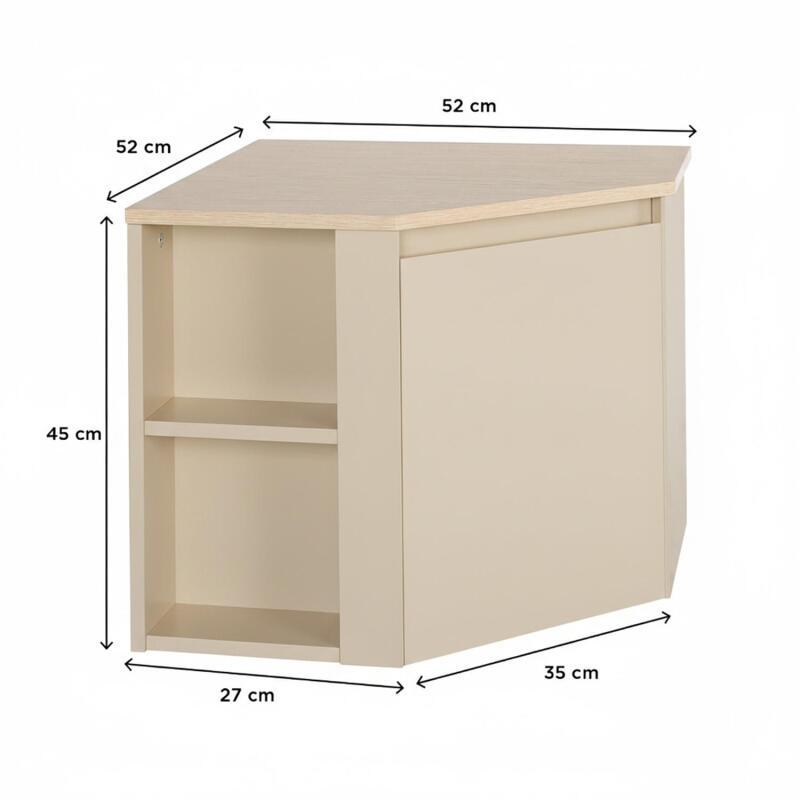 Meuble sous vasque d'angle suspendu 52cm - avec plan vasque décor chêne