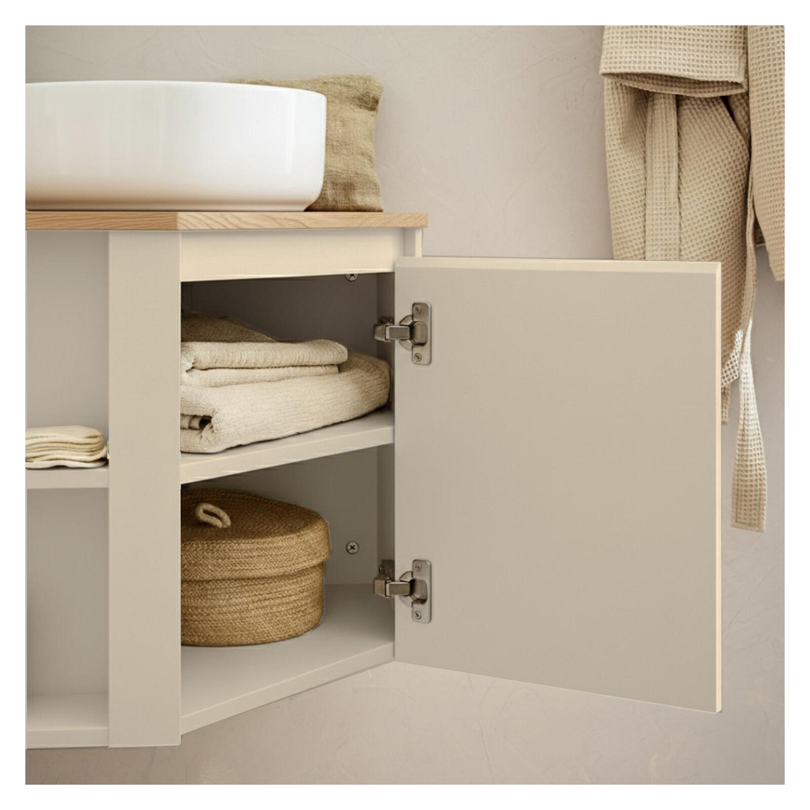 Meuble sous vasque d'angle suspendu 52cm - avec plan vasque décor chêne