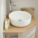 Meuble sous vasque d'angle suspendu 52cm - avec plan vasque décor chêne