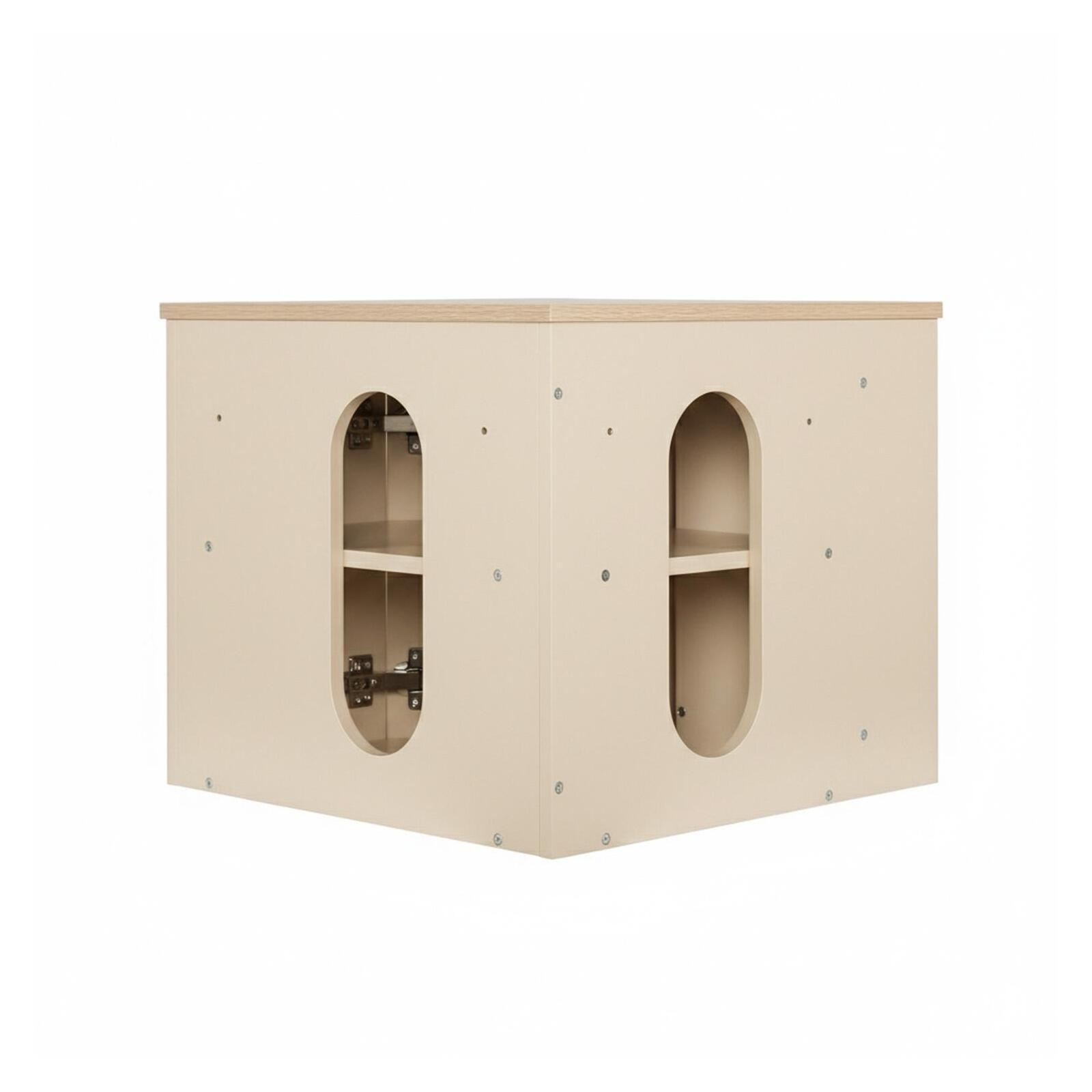 Meuble sous vasque d'angle suspendu 52cm - avec plan vasque décor chêne