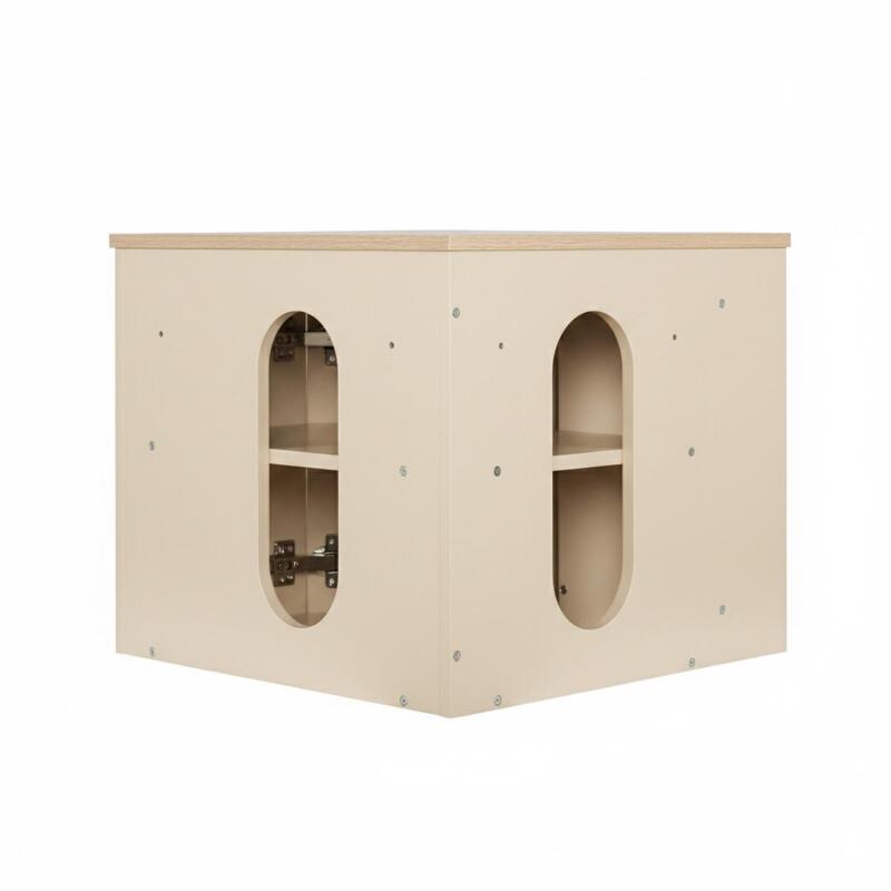 Meuble sous vasque d'angle suspendu 52cm - avec plan vasque décor chêne