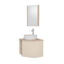 Ensemble meuble sous vasque d'angle avec vasque, robinet chromé et armoire de toilette