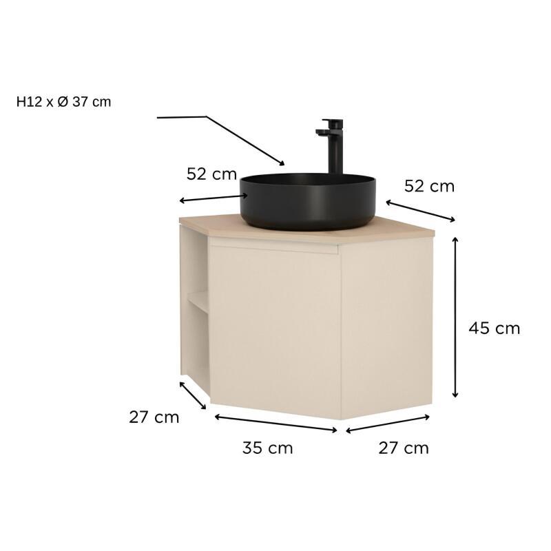 Ensemble meuble sous vasque d'angle avec vasque noire