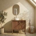 Meuble simple vasque 80 cm sur pieds en placage chêne - pour vasque à poser 