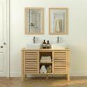 Meuble double vasque sur pieds en chêne naturel 120 cm