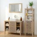 Meuble simple vasque sur pieds en chêne naturel 90 cm