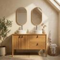 Meuble double vasque sur pieds en chêne 120 cm - sans vasque