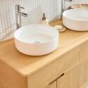 Meuble double vasque 120 cm sur pieds en chêne naturel - sans vasque