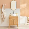 Meuble simple vasque 60 cm sur pieds en chêne naturel - sans vasque
