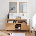 Meuble double vasque sur pieds en chêne 140 cm - sans vasque