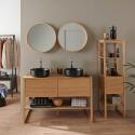 Meuble double vasque sur pieds en chêne 120 cm - sans vasque