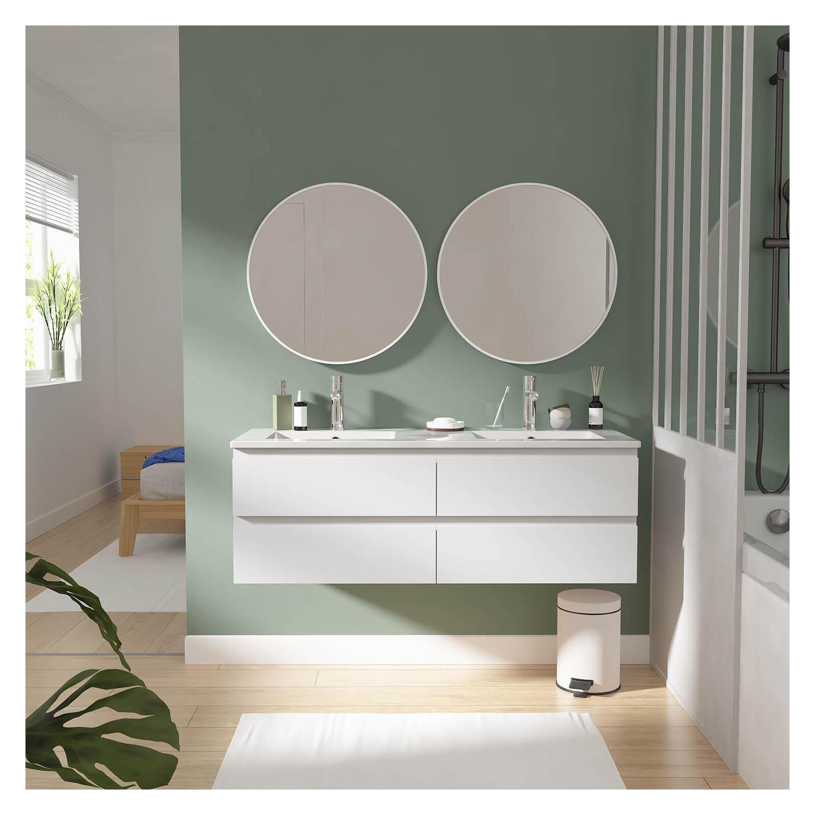 Meuble double vasque suspendu 120cm - avec plan vasque céramique