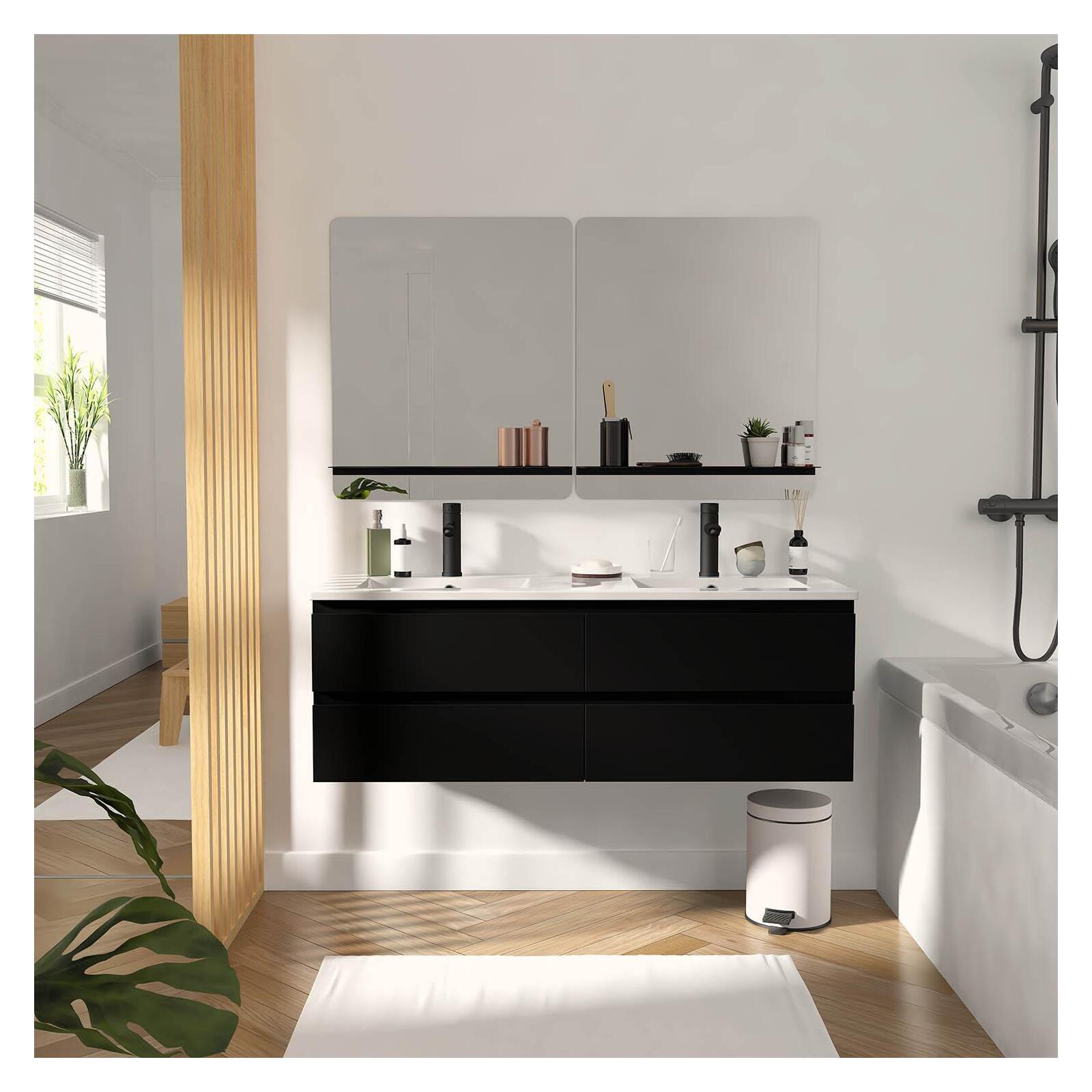 Meuble double vasque suspendu 120cm - avec plan vasque céramique