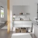 Meuble double vasque suspendu 120cm - avec plan vasque décor chêne - sans vasque