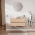 Meuble sous vasque suspendu 80cm - avec plan vasque décor chêne - sans vasque