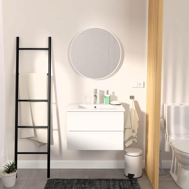 Meuble simple vasque suspendu 60cm - avec plan vasque céramique