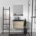 Meuble simple vasque suspendu 60cm - avec plan vasque céramique