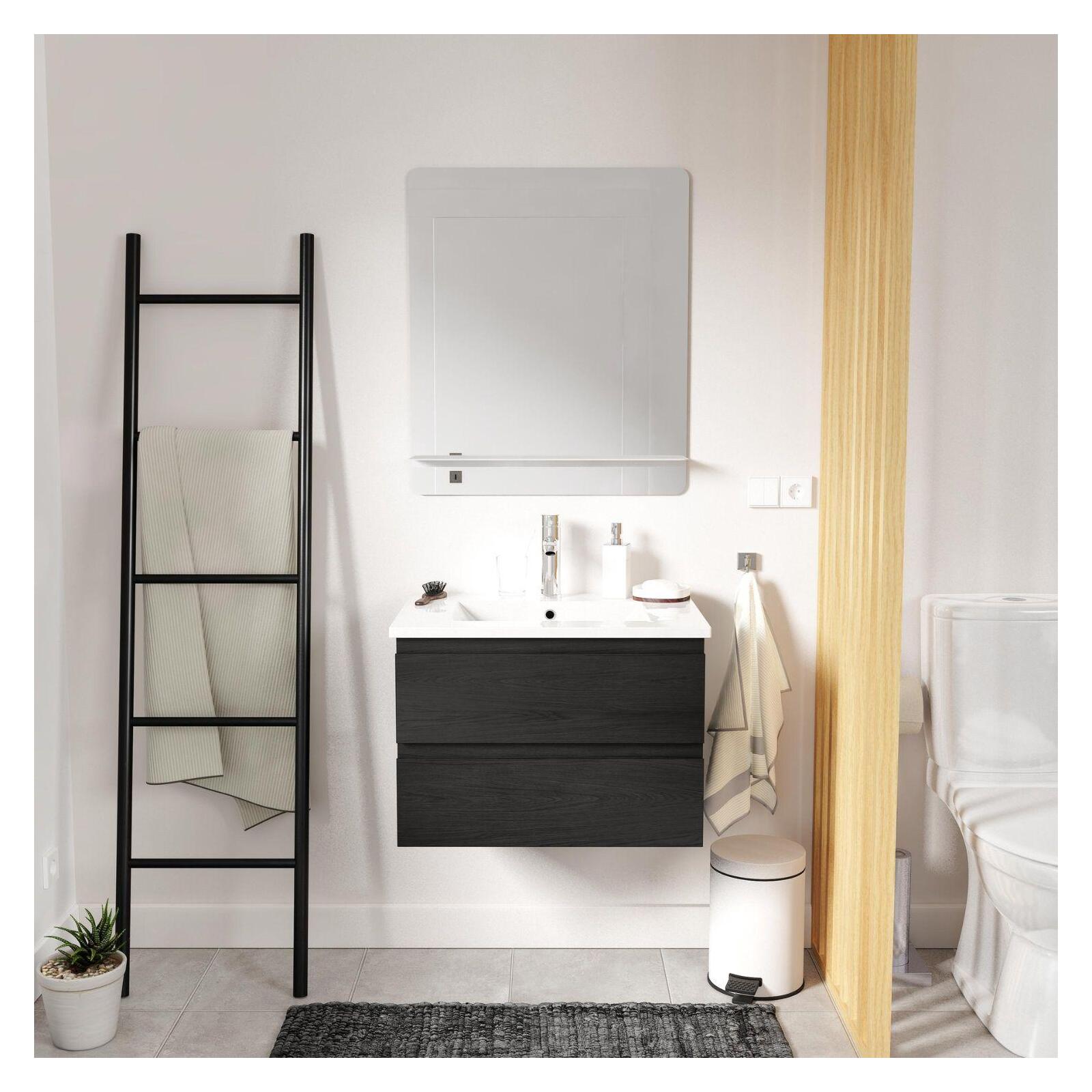 Meuble simple vasque suspendu 60cm - avec plan vasque céramique
