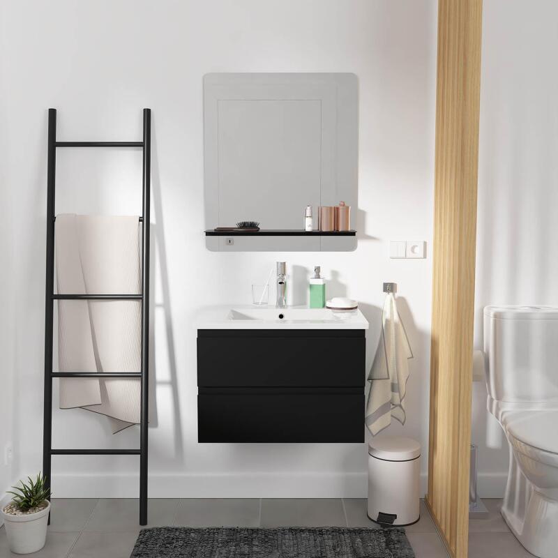 Meuble simple vasque suspendu 60cm - avec plan vasque céramique