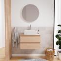 Meuble sous vasque suspendu 60cm - avec plan vasque décor chêne - sans vasque