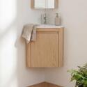 Meuble lave-mains d'angle suspendu avec vasque résine