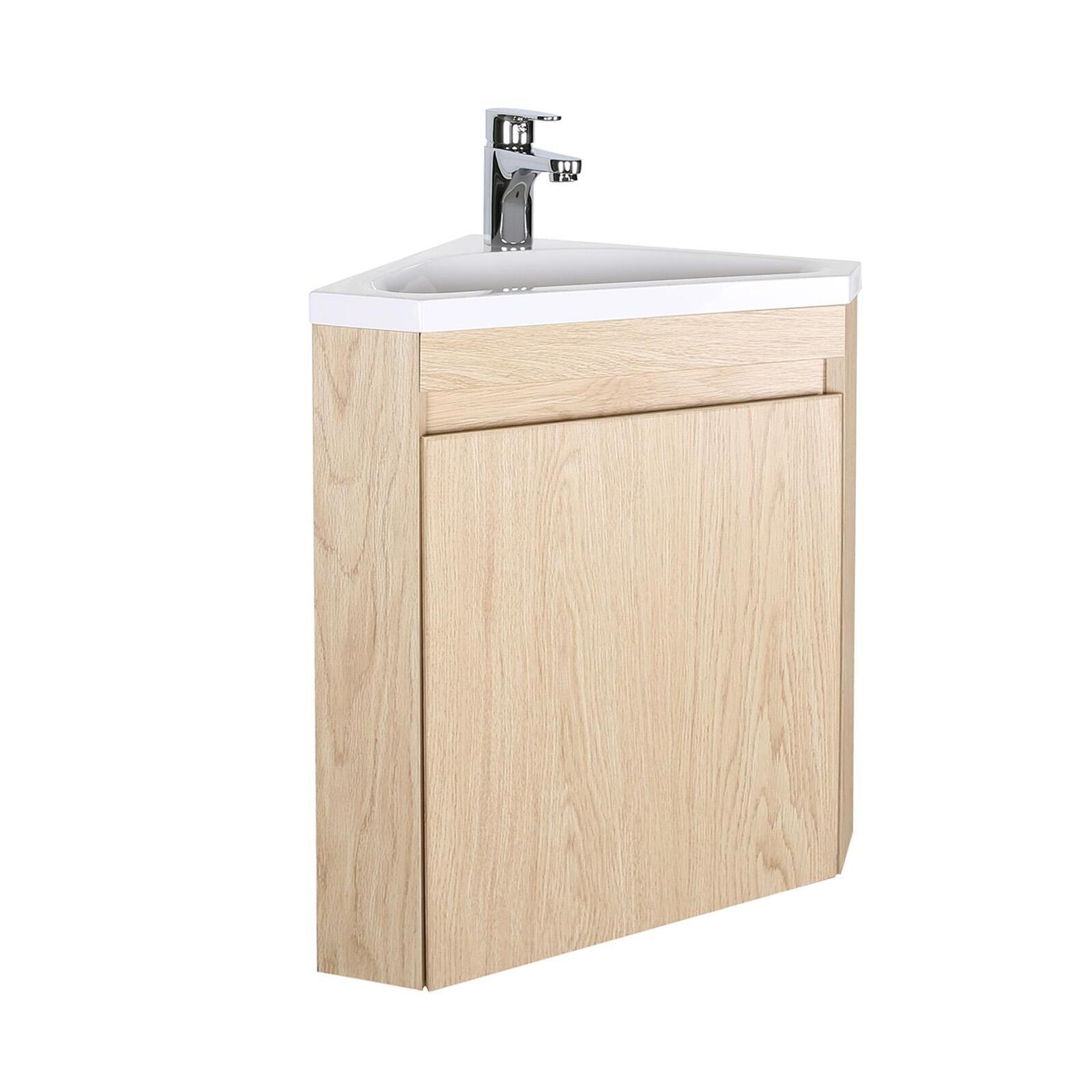 Meuble lave-mains d'angle suspendu avec vasque résine