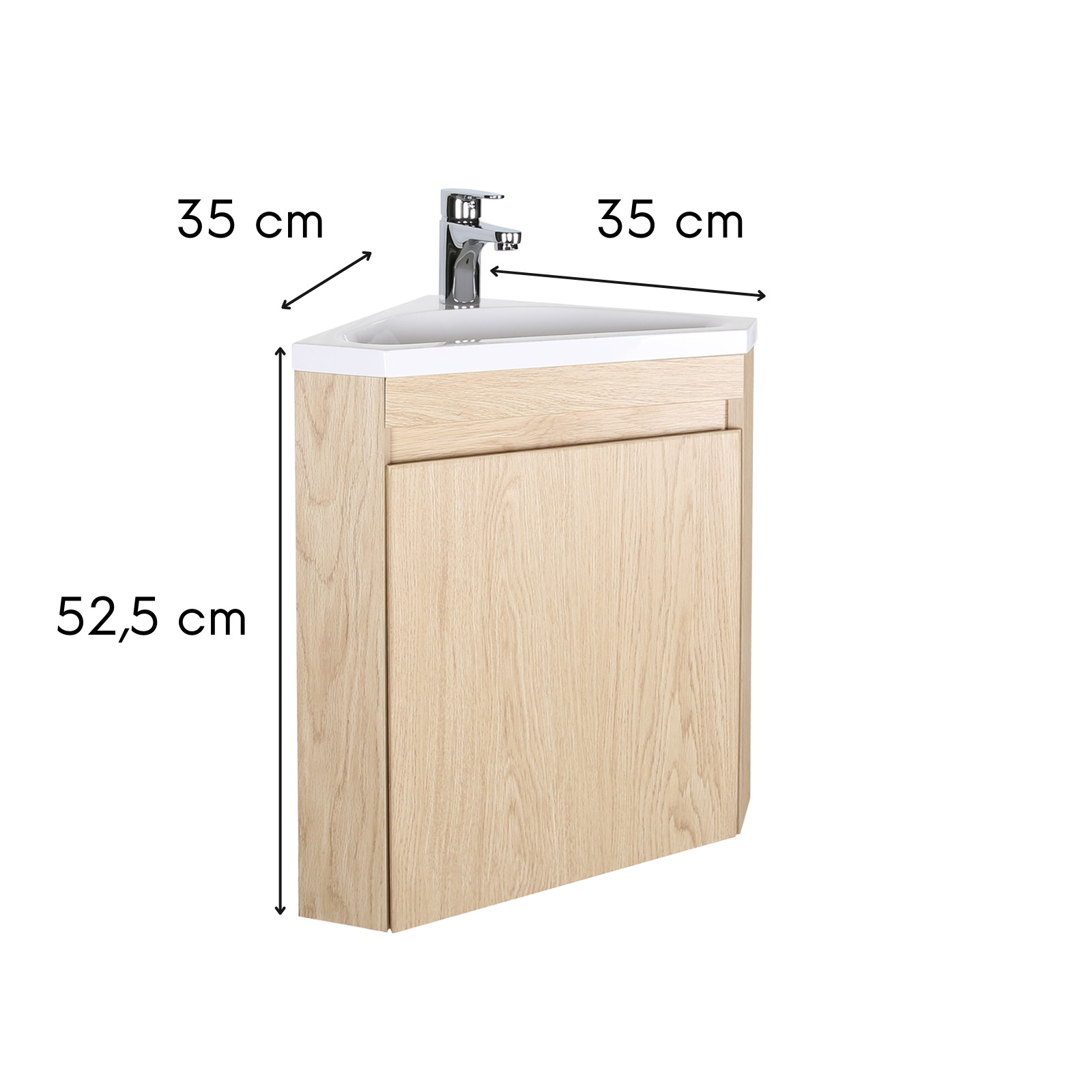 Meuble lave-mains d'angle suspendu avec vasque résine